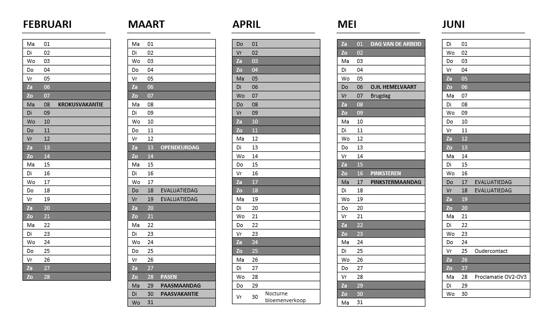 Schoolkalender 2026-2027 - 2 -  - Kalender
